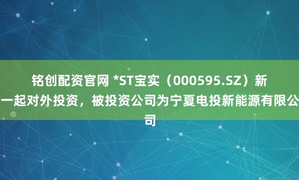 铭创配资官网 *ST宝实（000595.SZ）新增一起对外投资，被投资公司为宁夏电投新能源有限公司