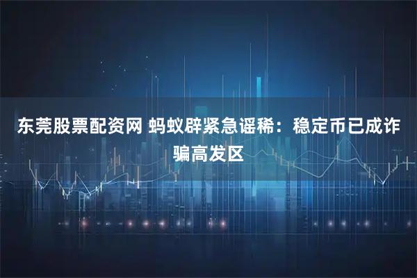 东莞股票配资网 蚂蚁辟紧急谣稀：稳定币已成诈骗高发区